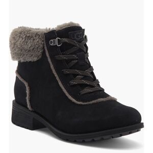 UGG, Bodie Faux Fur Lace Bootie, Black, US 10, NWOT
